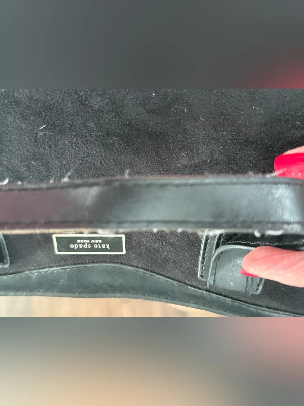 kate spade Black Suede Shoulder Bag with Faux Leather Trim